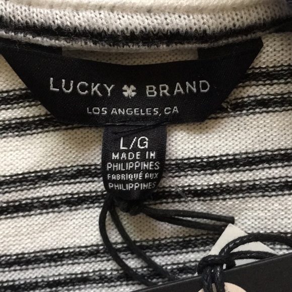 Lucky Brand Striped Long Sleeve Funnel Neck Sz L - Picture 9 of 9